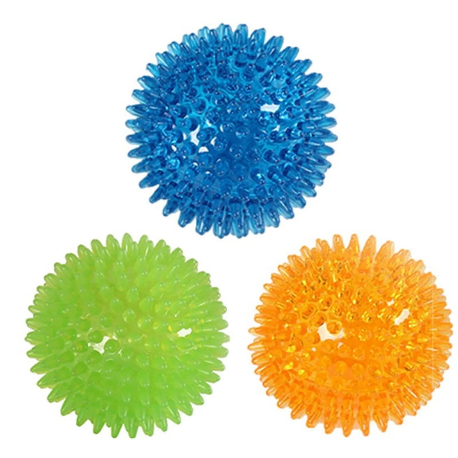 Dog Chew Toys, Fetch Spike Balls Squeaky Interactive Tooth Cleaning Teething Training Aggressive Chewer, Durable Rubber TPR for Small Medium Dog and Puppy (Large Size, Blue)