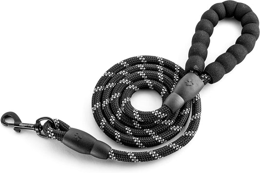 6-Foot Dog Leash Large Dogs with Soft Handle Reflective Leash for Large Breed Dogs | Dog Leash for Small Dogs, Leash for Dogs | Heavy-Duty Nylon Dog Leash for Small Dogs in Black or Purple (Black)
