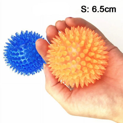 Dog Chew Toys, Fetch Spike Balls Squeaky Interactive Tooth Cleaning Teething Training Aggressive Chewer, Durable Rubber TPR for Small Medium Dog and Puppy (Large Size, Blue)